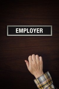 Hand is knocking on Employer door